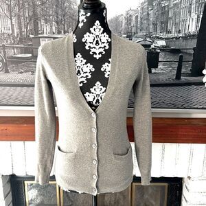 Ralph Lauren 100% Cashmere Cardigan Sweater Grey Button Long Sleeve Small